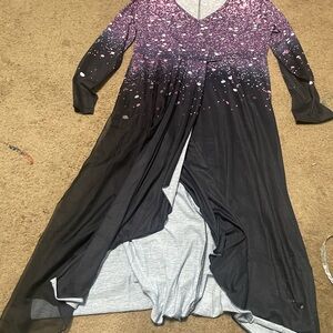 Elegant Black and Pink Long Sleeve Dress